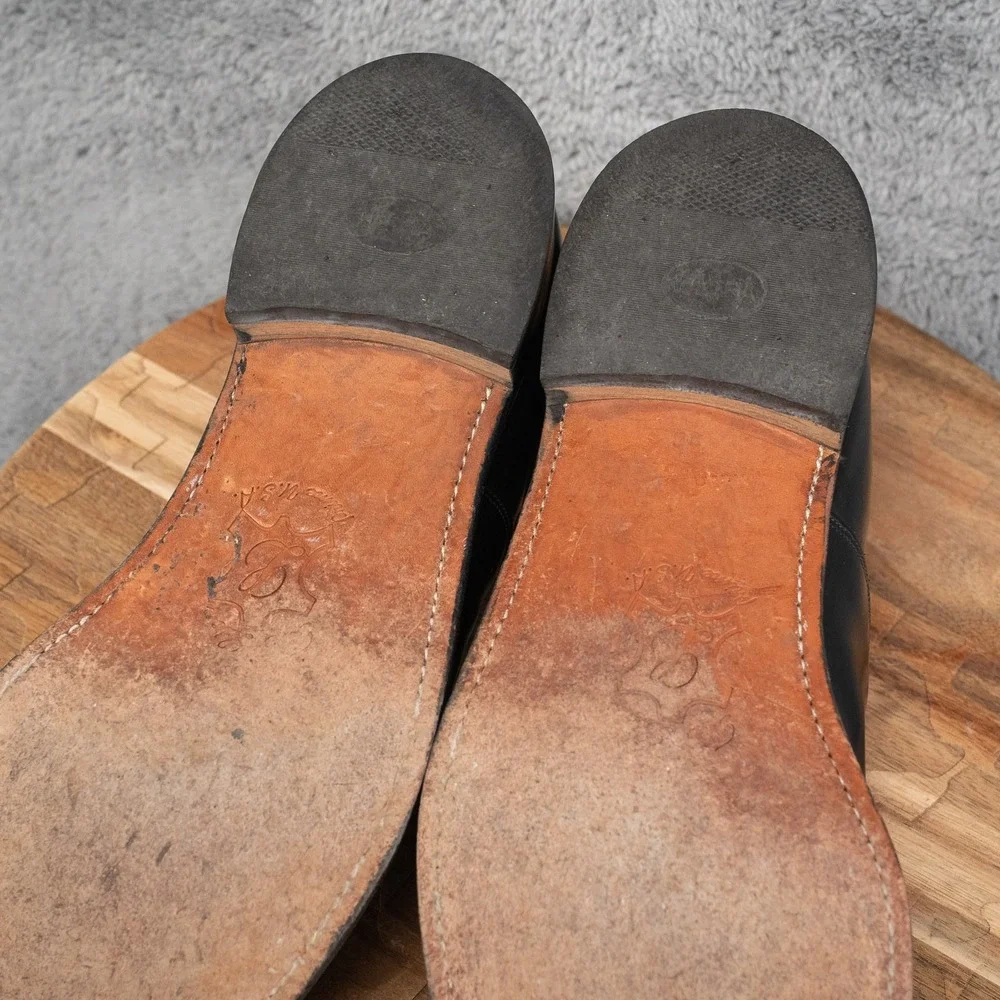 Johnston & Murphy Melton Optima Dress Shoes Mens 10.5 D/B Leather Cap Toe Black